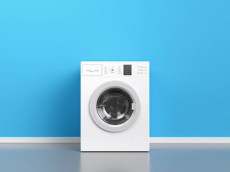 bright blue wall with front loading washing machine centered on it, home management system, home management tips, home management skilss, home management plan, what is the importance of home management, household management checklist, home management tips housewives