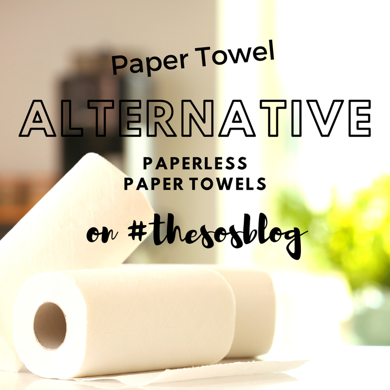 picture of papertowels on counter, title of blog paper towel alternatives, sustainable swaps, unpaper paper towels, papter towel alternative options