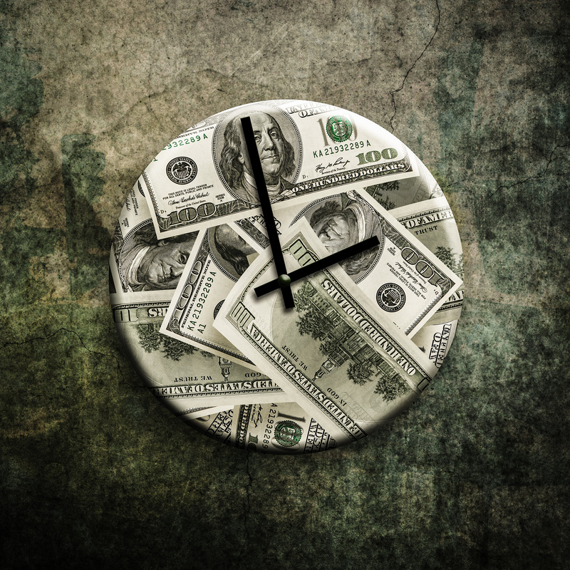 Time and money, midlife musings, thoughts about time and money by Heidi Suydam, Simply Our Society. Clock with money on the face from flickr creative commons.