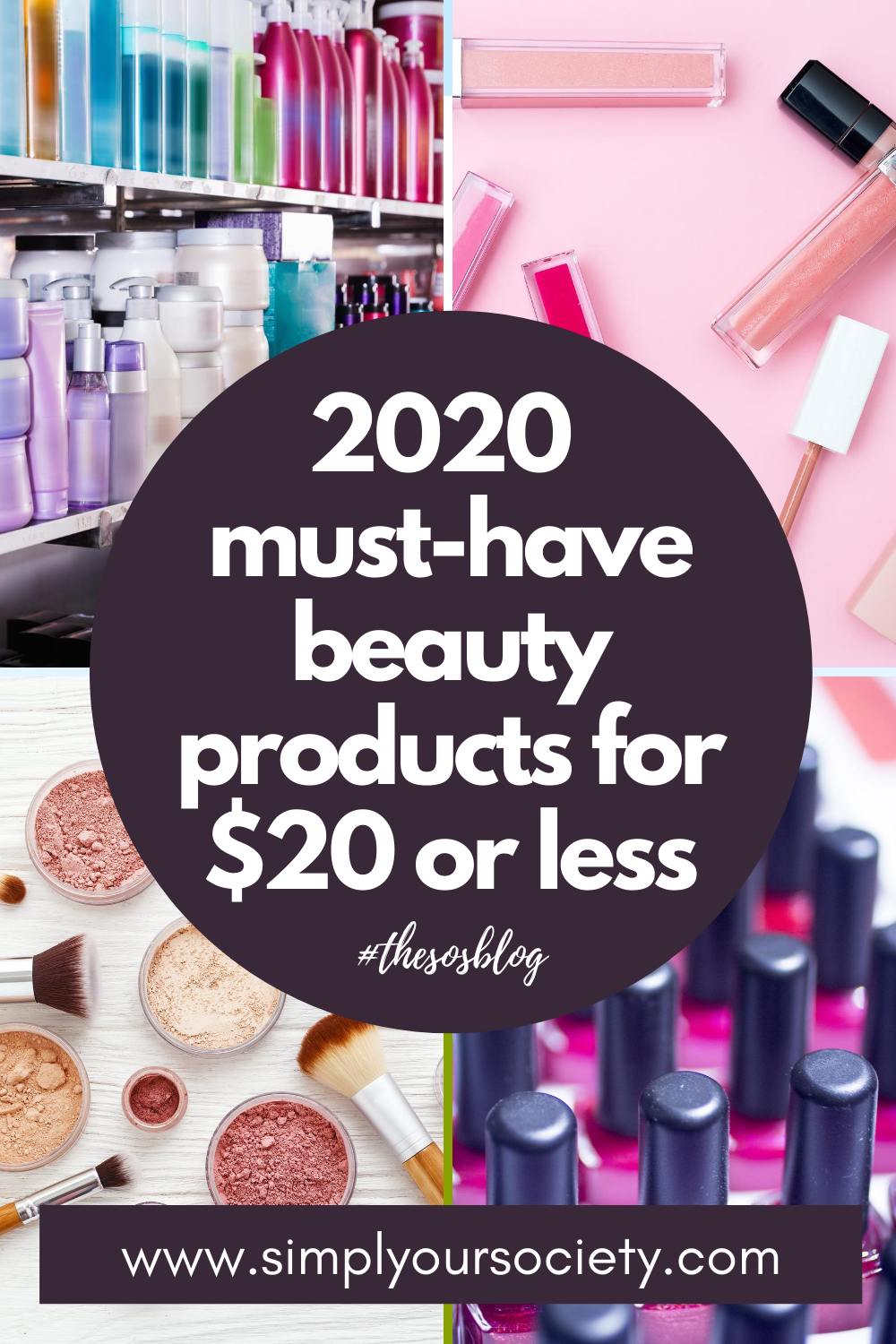 Picture of colorful pinterest pin for 20 Beauty items under 20 dollars from #thesosblog