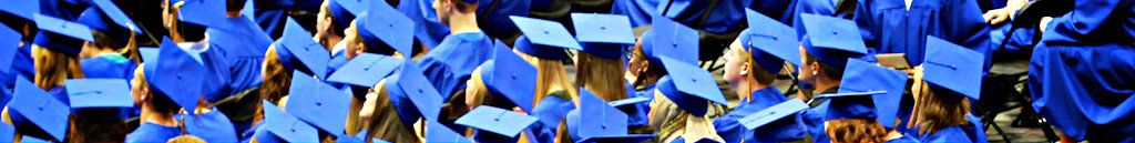 graduation graduates royal blue caps and gowns