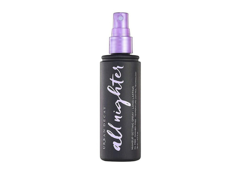 all nighter setting spray black boottle with purple top, urban decay all nighter setting spray, urban decay all nighter setting spray dupe, urban decay all nighter travel size, urban decay all nighter reivew